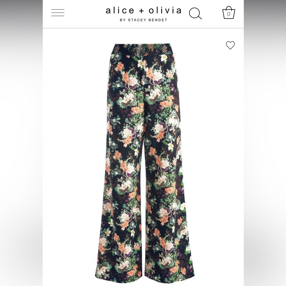 Alice + Olivia Athena Wide Leg Floral Pant (Size 10)